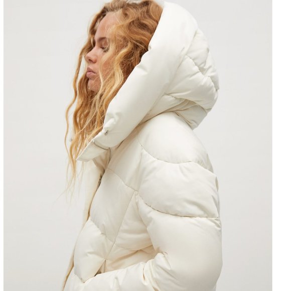 NWT Feather down hooded puffer quilted jacket coat - Picture 1 of 6